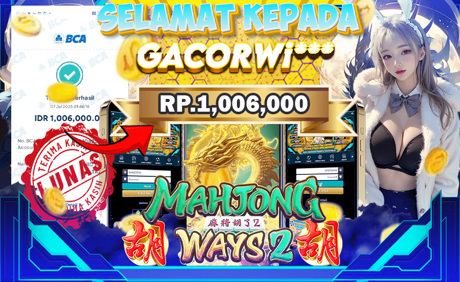 BUKTI MENANG SLOT MAHJONG