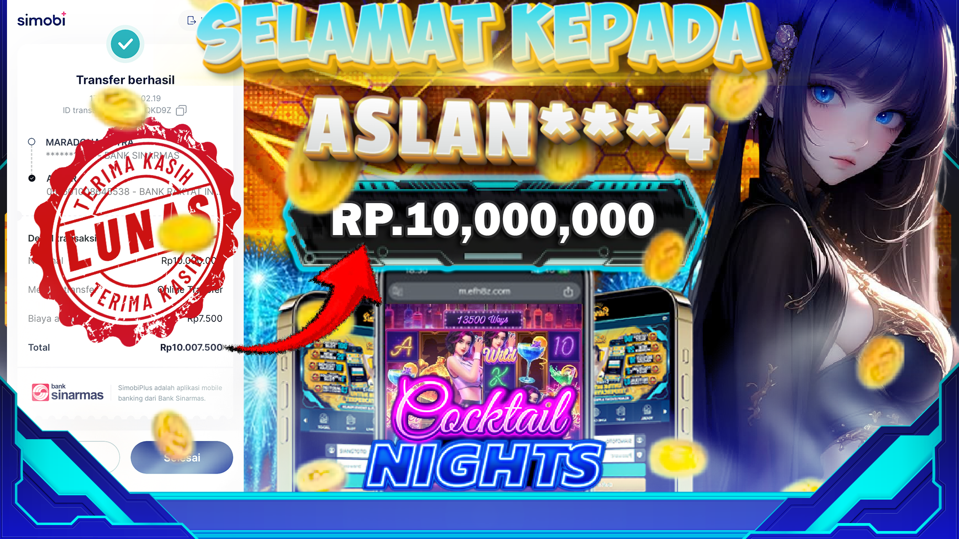 BUKTI KEMENANGAN JACKPOT COCKTAIL NIGHTS