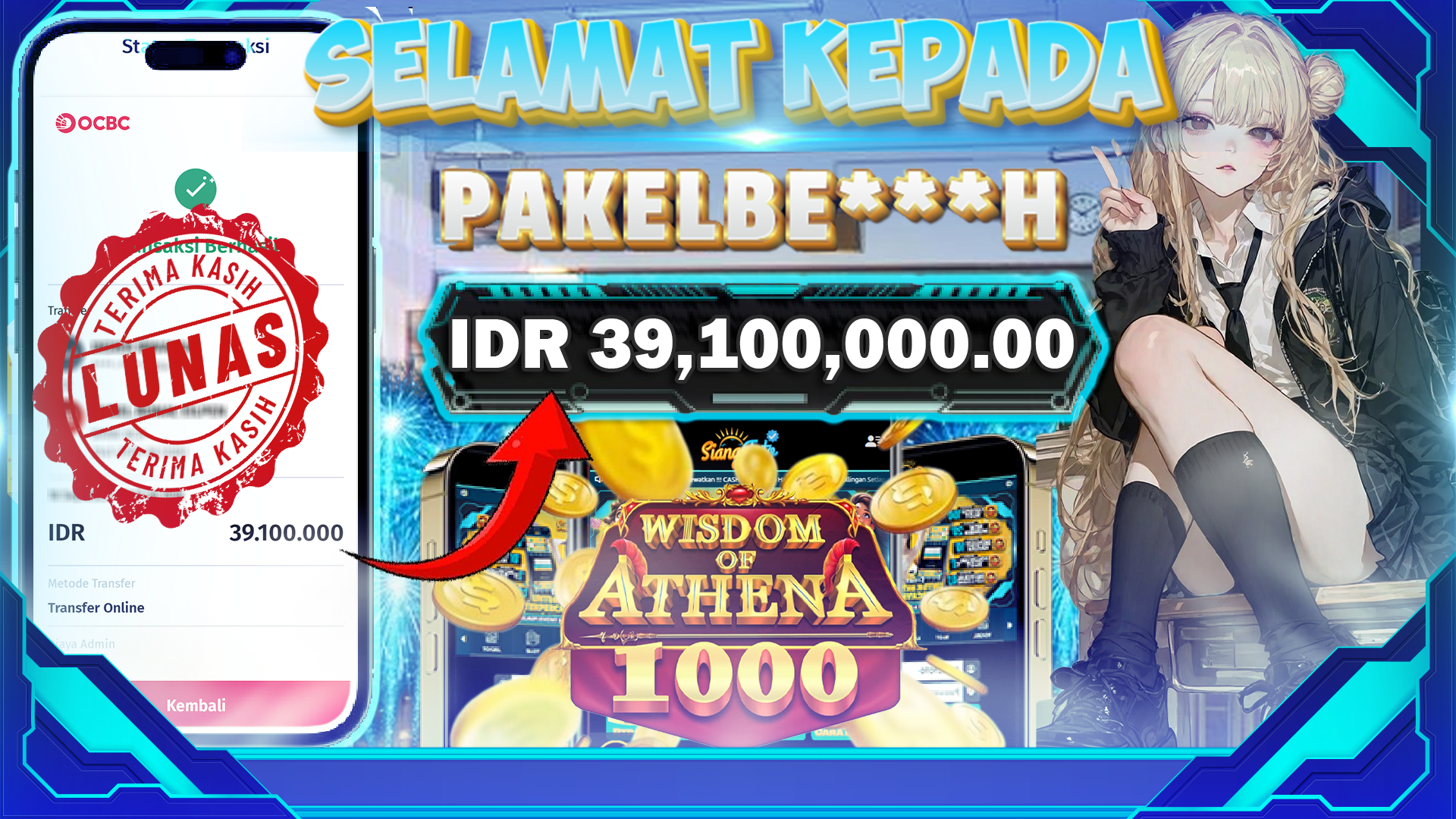 BUKTI JACKPOT WISDOM OF ATHENA 1000