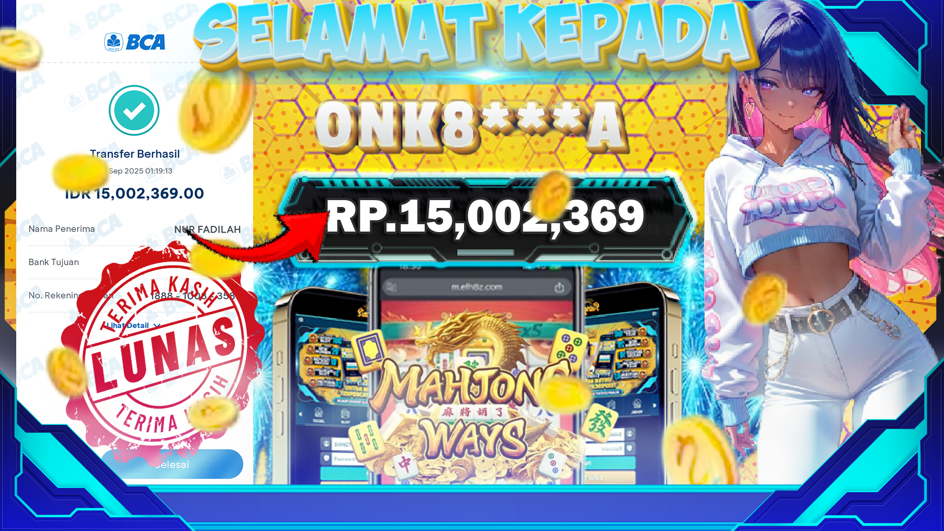 MAHJONG WAYS 1
JUMAT, 5 SEPTEMBER 2025
RP. 17,005,320,-
SELAMAT KEPADA PEMENANG, SALAM JP.