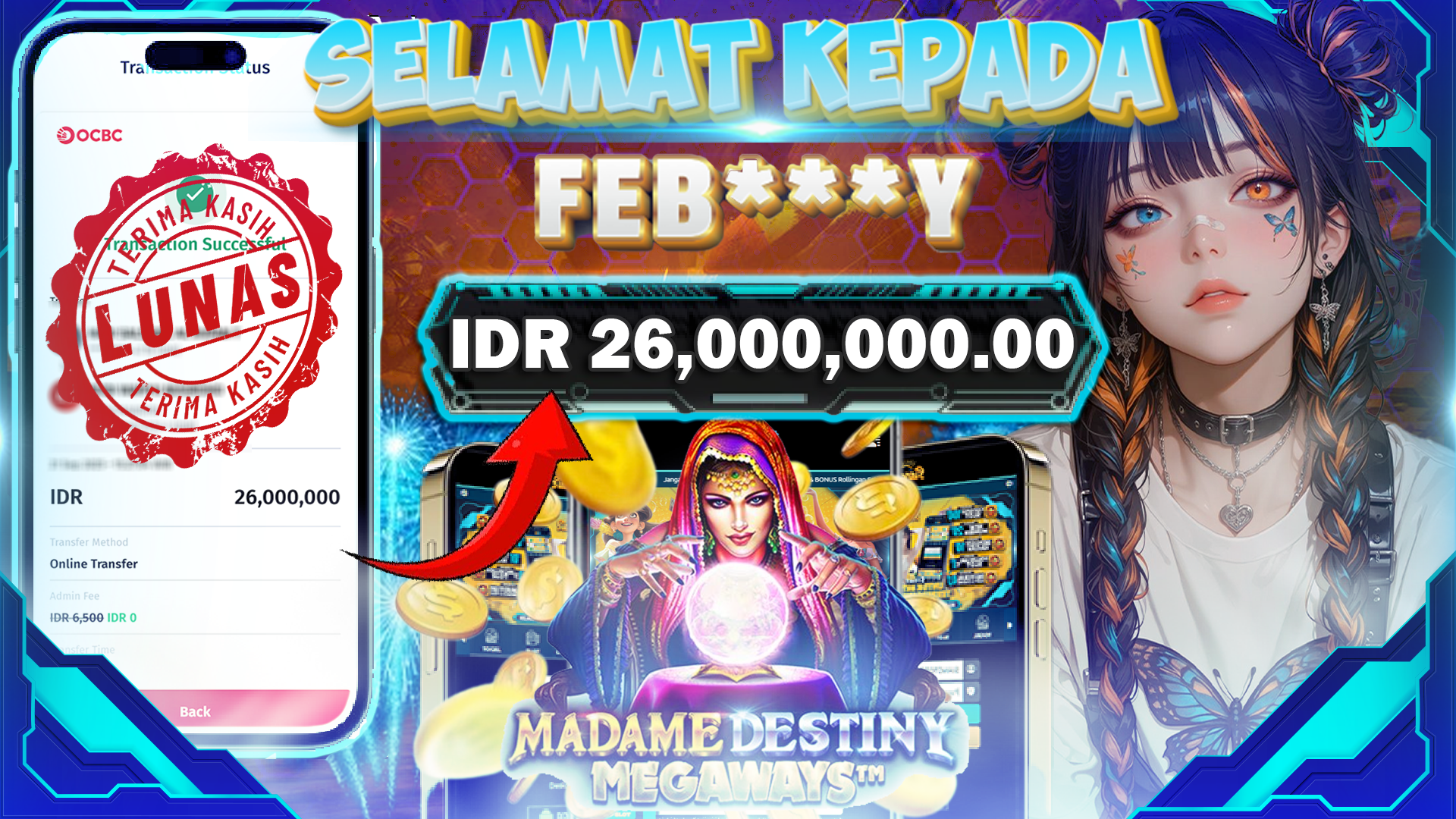 BUKTI JACKPOT MADAME DESTINY MEGAWAYS
