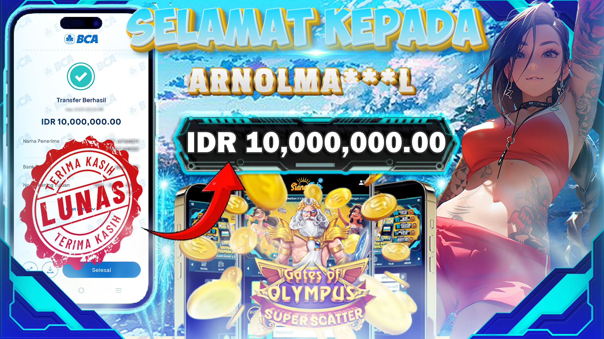 BUKTI KEMENANGAN GATES OF OLYMPUS SUPER SCATTER 