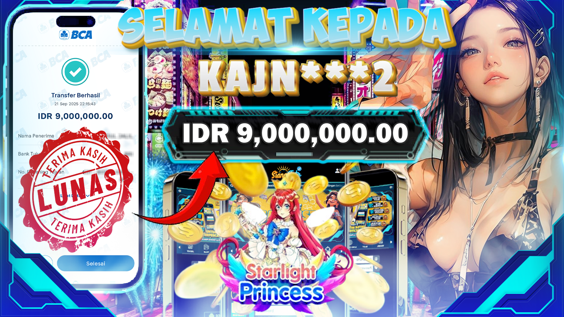 BUKTI KEMENANGAN STARLIGHT PRINCESS