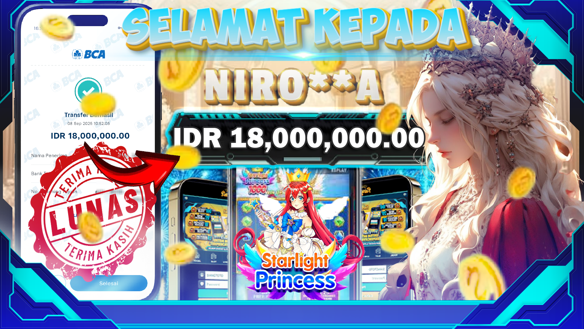 BUKTI JACKPOT STARLIGHT PRINCESS 1000