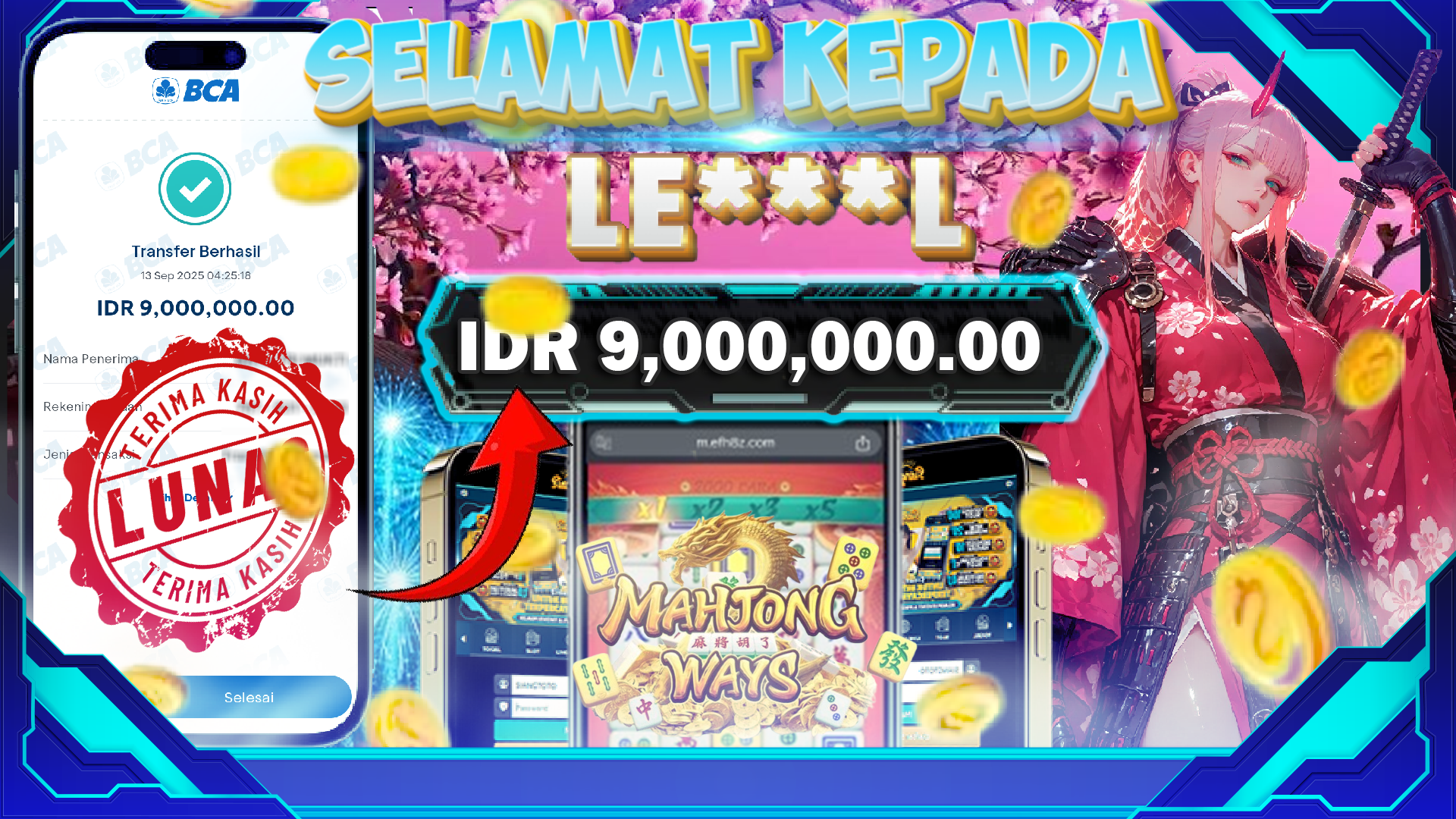 BUKTI KEMENANGAN JACKPOT MAHJONG WAYS 1