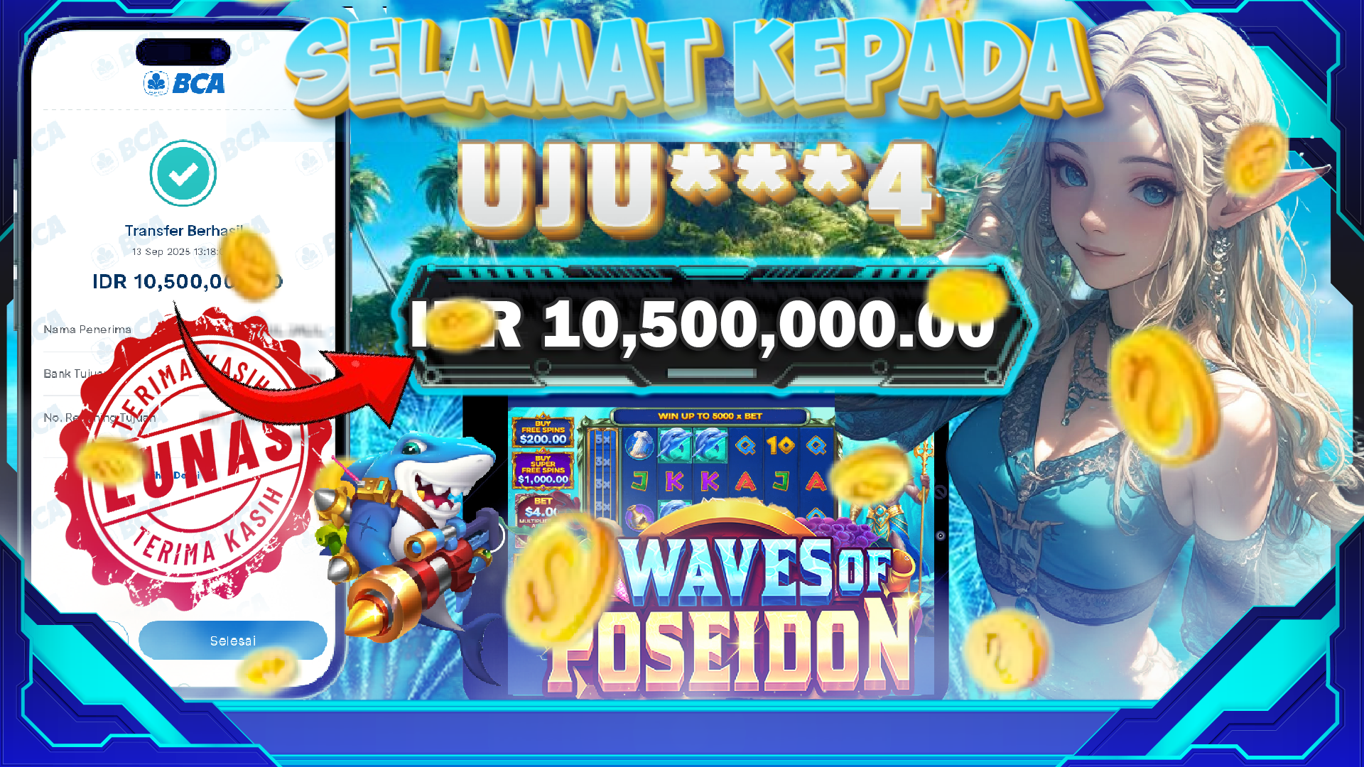 BUKTI KEMENANGAN JACKPOT WAVES OF POSEIDON
